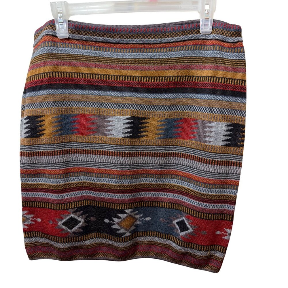Peruvian‎ Women’s Aztec Pima Cotton Knit Skirt Southwestern Multicolor Boho Sz L - Picture 5 of 8